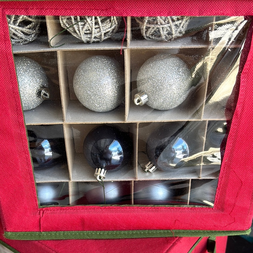 Silver and Black Christmas Ornaments Set